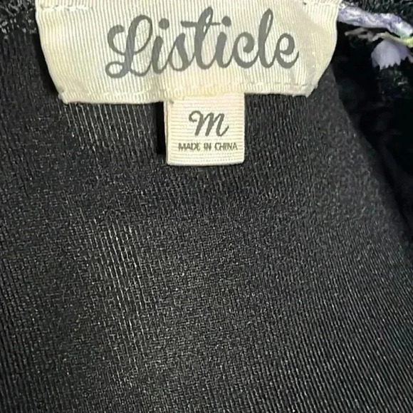 Listicle Black Floral Oversized Multicolor Coverup Blouse Tunic Size M - Picture 5 of 6